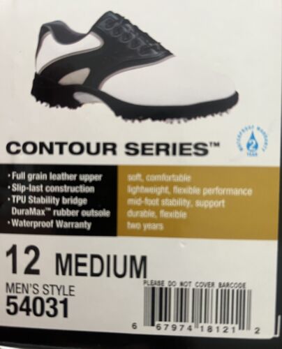 FootJoy Golf Shoes ~ Contour Series #54031~White, Blk & Tan Leather ~ Mens 12 M - Picture 13 of 15