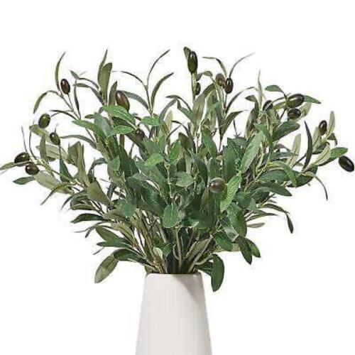 Artificial Olive Branches Long Stems Silk Greenery Leave Tall Fake Indoor 18Inch