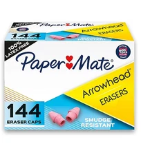 Paper Mate Arrowhead Pink Pearl Cap Erasers 144 Count