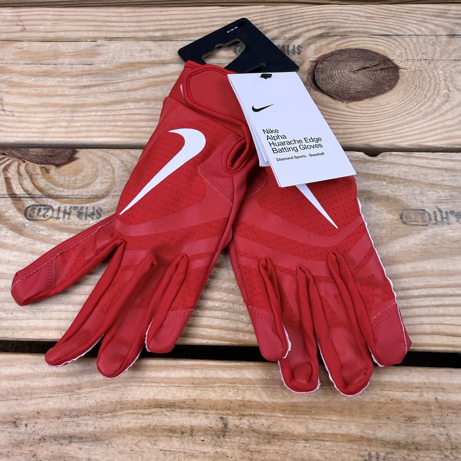 Nike Alpha Huarache Edge Batting Gloves Red White Baseball Softball New