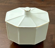 St. Honore Fine Porcelain Luxury Octagonal Cotton Jar Ivory / Gold