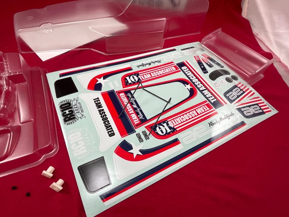 Team Associated RC10 METALLIC EDITION clear BODY + WING DECALS window mask 60TH - Image 2 of 4