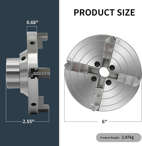 Mandrino per tornio legno 6 pollici 4 ganasce autocentrante mandrini filettatura 1 x 8 TPI tornio - Foto 2 di 2