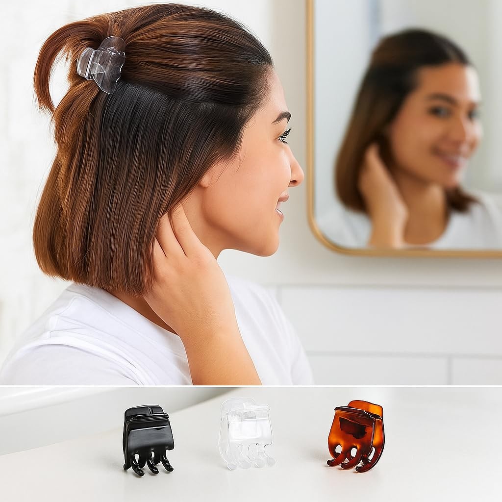 Goody Small Basic Half-Claw Hair Clips, 12-Count – 3-Prong Claw Clips