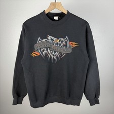 Vintage Harley Davidson Eagle Flying Skull USA Double Sided Sweatshirt Medium