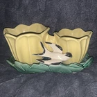 McCoy Frankoma 203T Double Ceramic Planter Yellow Green White Bird USA