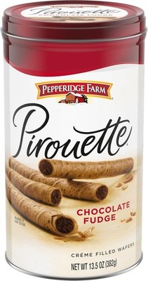 Pepperid Farm Pirouette Cookies, Chocolate Fud Créme Filled Wafers, Tin
