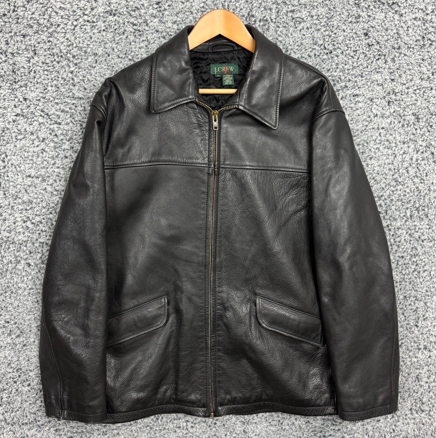 FILA Giacca vintage J Crew remi adulto media nera pelle ciottolata bomber uomo M