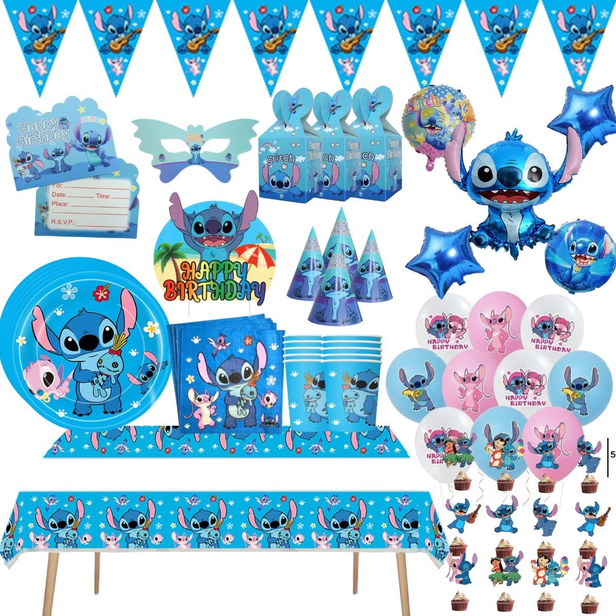 Lilo Angel & Stitch Decoraciones Cumpleaños Mantel Fiesta Globo Banner Suministro