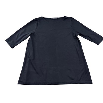 Bryn Walker Piera Ponti Elbow Sleeve Top Black Stretch Knit Tunic S Lagenlook