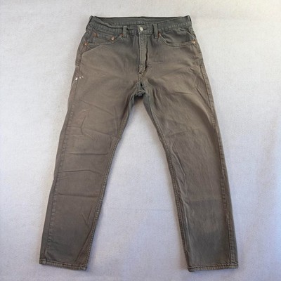 Levi's 501 Jeans Herren 33W L30 olivgrün Denim gerades Bein 5 Taschen Zip Fly
