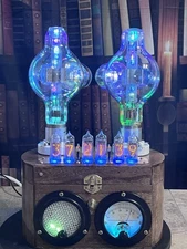 Nixie Clock IN-14 Retro Steampunk. WL-195 Tubes + USN METER + Raspberry Pico