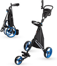 Cruiser 3-Wheel Golf Push Cart with Foot Brake  Stabilizer Rods   Folding Golf