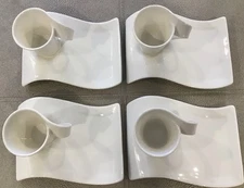 4 Villeroy & Boch New Wave Caffe Espresso Cup Saucer/Snack Plate Set Mint / NWT