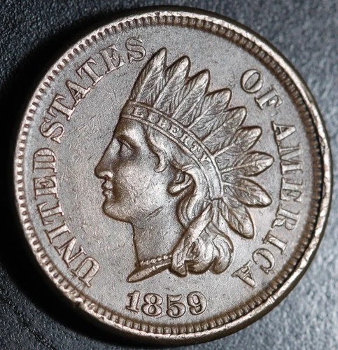 1859 INDIAN HEAD CENT - With LIBERTY & Near 4 DIAMONDS - AU UNC