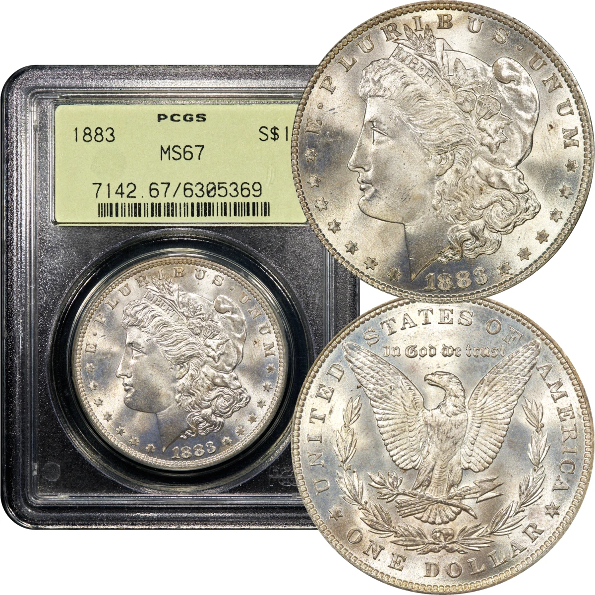 コレクション PCGS MS67 PCGS Certified MS 67 Graded 1883 Year Morgan US Dollars (1878-1921