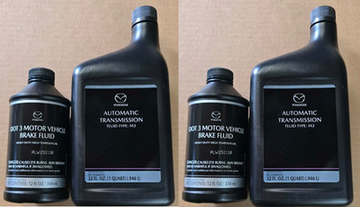 Genuine Mazda (2x) Power Steering Fluid 1qt. (Red Color) + (2x) Brake Fluid 12oz