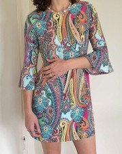 Tommy Hilfiger Floral Paisley A-line Women’s M/L Bell Sleeves Retro 70s Colorful