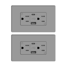 15 Amp Tamper Resistant Duplex USB Charger Wall Outlet with Wall Plate and USB a