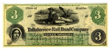 CURRENCY – TALLAHASSEE RAIL ROAD COMPANY -  $3 – UNISSUED -NM CONDITION - CRISP