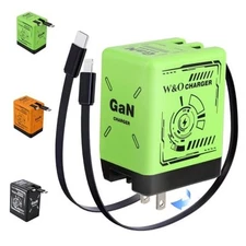 W&o 2-in-1 Gan Compatible with 120W Fast Charger, Retractable Wall Fasts Green