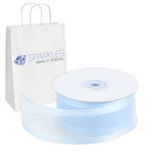 Organza Ribbon 1.5" Wide 25 Yd Yard Roll - Light Blue - Satin Edging Solid ym