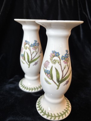Set of 2 Portmeirion Botanic Garden Candlesticks ForgetMeNot