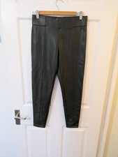 Marks & Spencer Dark Olive Green Skinny Pleather Leather Trousers Size 10 Short