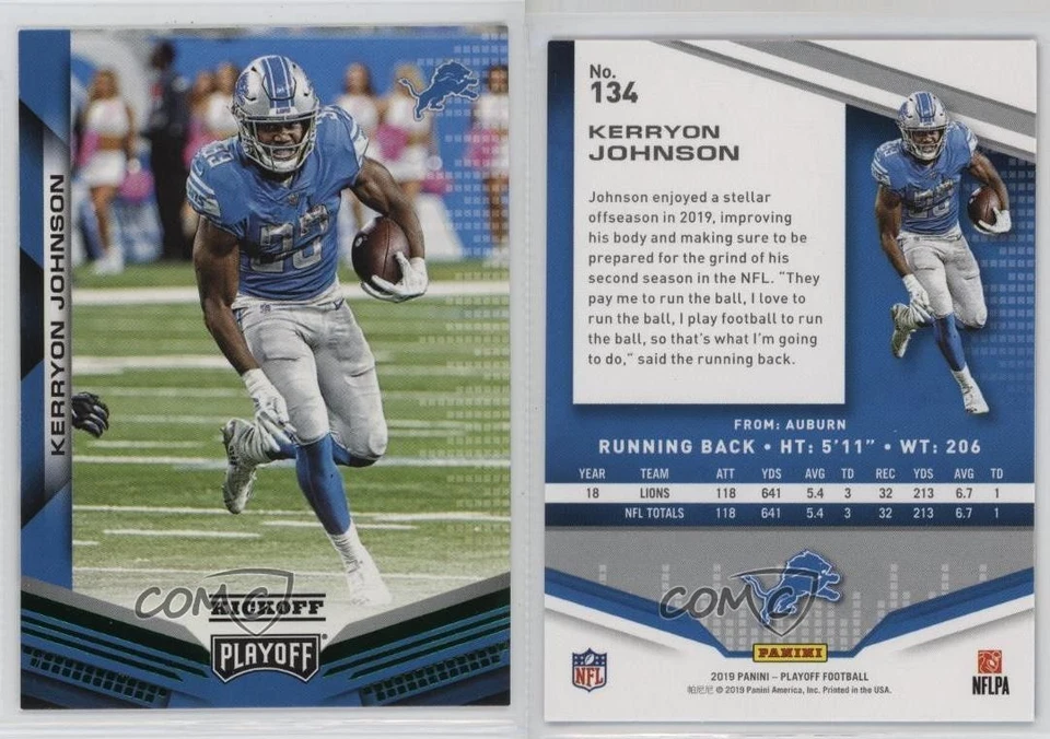 2019 Panini Playoff Kickoff Kerryon Johnson #134 - Image 3 of 3