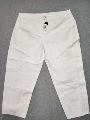 Eileen Fisher New 2XL White Cotton Hemp  Lantern Stretch Cargo Pants NWT $188