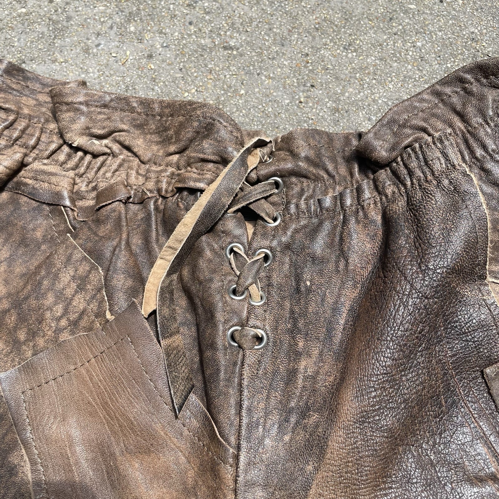 HELL FOR LEATHER Handmade Patchwork Leather Lace … - image 3