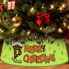 Motionchic Christmas Tree Collar 30'' Lime Green Christmas Tree Skirt Stand B...