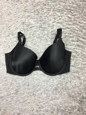 Warner's 01356 No Side Effects Black Nylon Underwire T-Shirt Bra Size 34D