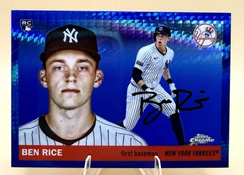 2025 Topps Chrome Platinum Ben Rice Blue Prism Refractor Rookie #311 Yankees RC