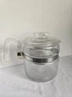 Vintage Pyrex Flameware Glass Percolator 4 Cup Coffee Pot and Basket 7754