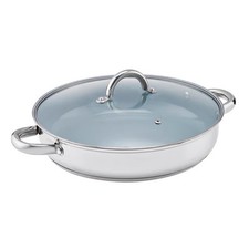 Saute Non-Stick Cooking Pan Stainless Steel 30cm 4.5L with Lid for All Hobs