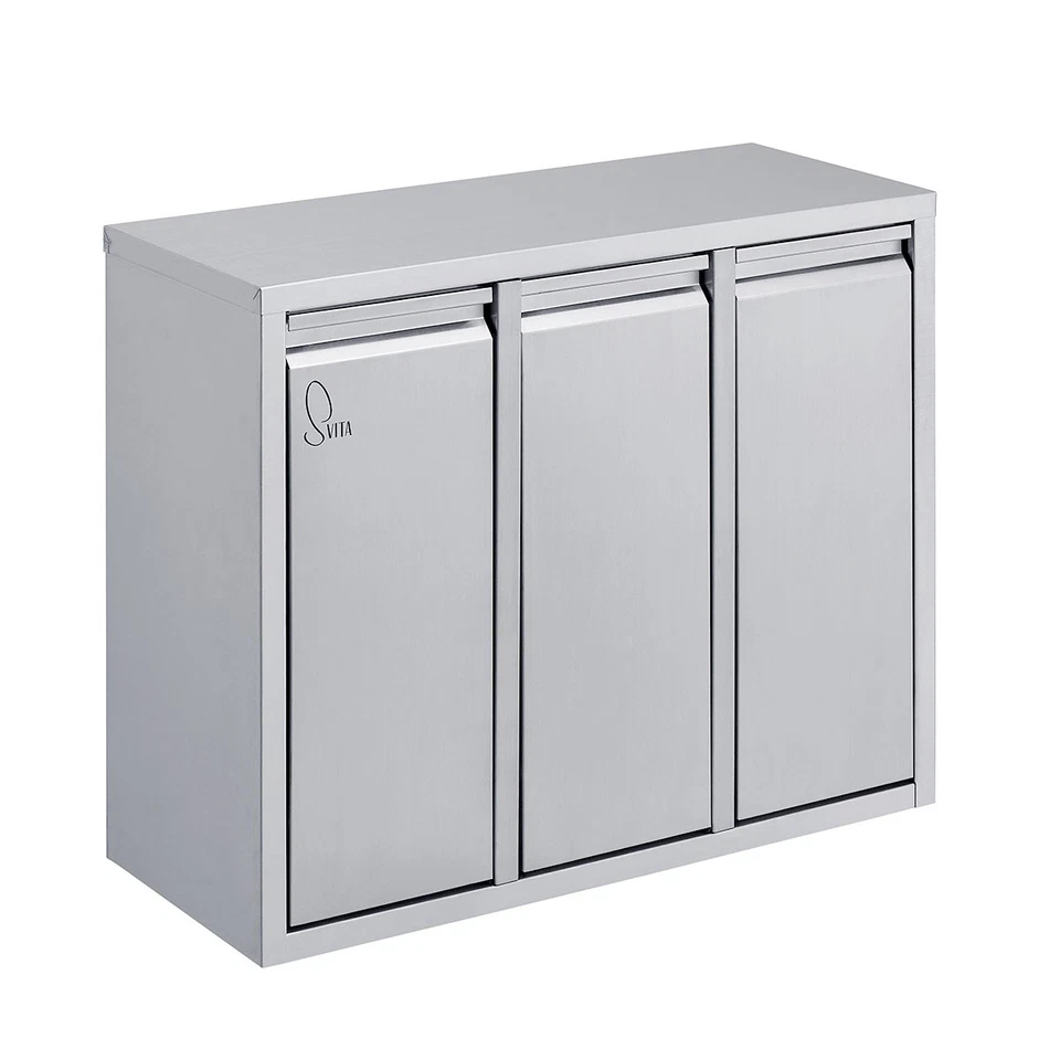 B-Ware SVITA H3X8 24 Liter Mülleimer Abfalleimer Mülltrennung Edelstahl Silber