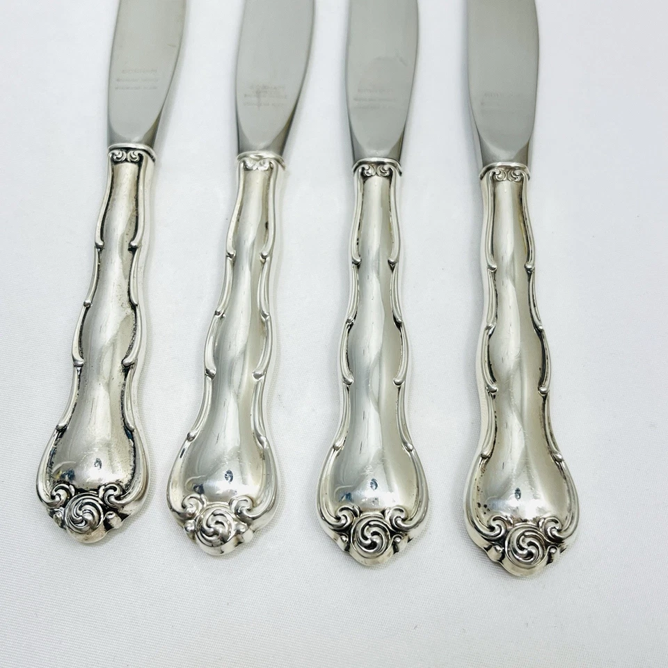 "Cuchillos de mantequilla Gorham con mango de plata esterlina (4) Rondo 6"" sin monograma" Foto 2 de 4