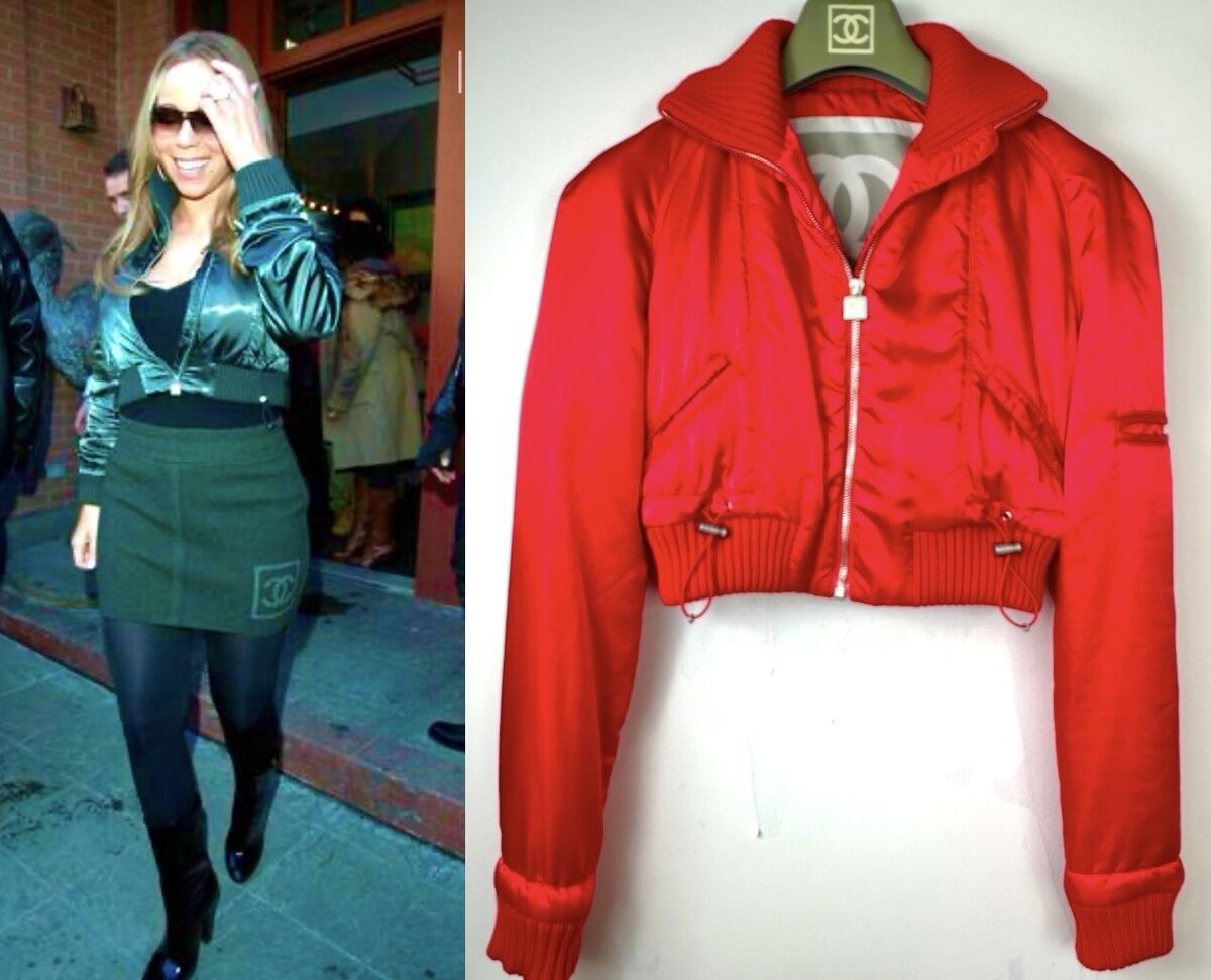 Chanel Vintage 2003 Red Sport Logo Bomber Jacket 34 36 38 2 Chanel Vintage 2003 Red Sport Logo Bomber Jacket 34 36 38 2