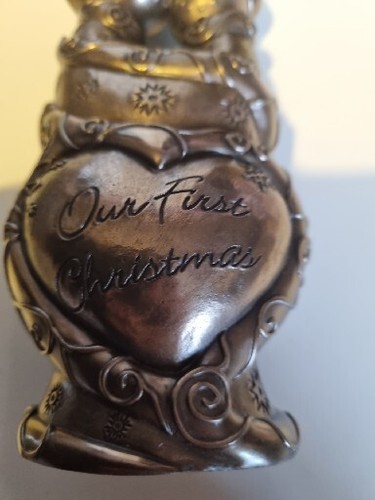Our First Christmas Snow Man Snowman Bronze Style Statue Genesis Fine Art New - Picture 4 of 9