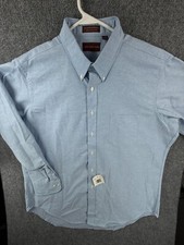 NWT Chaps Ralph Lauren Oxford Button Up Blue 17.5 34/35 Pocket Cotton Blend