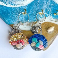 Handmade Royal Blue Resin Beach Shell Keychain