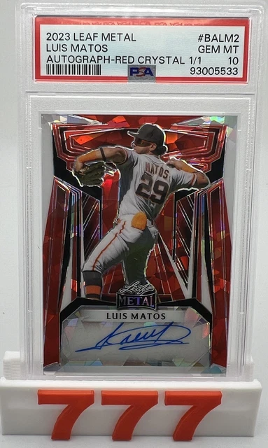 2023 Leaf Metal Luis Matos Auto Red Crystal 1/1 PSA 10 Pop 1