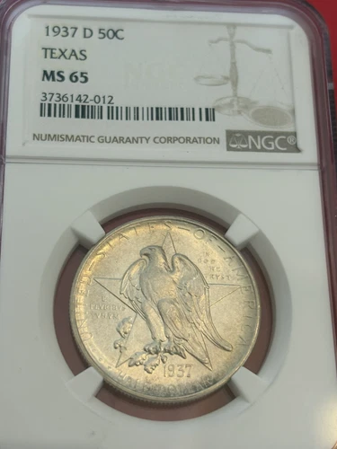 1937D Texas commemorative half dollar NGC MS-65, Great Golden Toning!