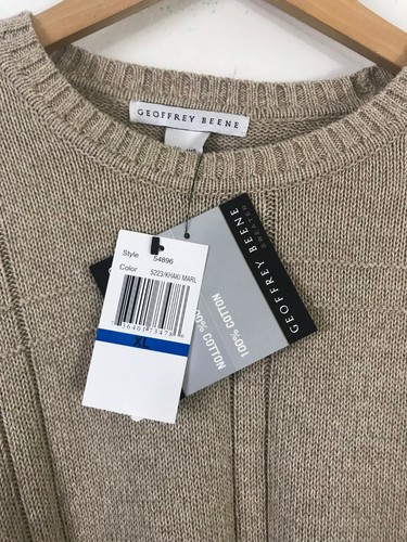 NWT GEOFFREY BEENE Mens Size XL Tan Plaid Crew Neck Pullover Sweater - Picture 4 of 4