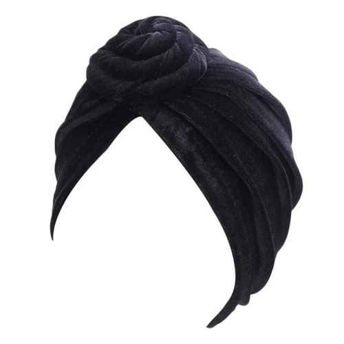New Velvet Stretch Turban Hat Twist Knot Women Beanie Head Wrap Bonnet Chemo Cap - Picture 15 of 25
