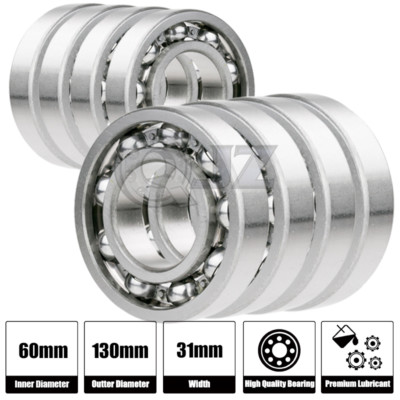 8x 6312-OPEN Ball Bearing 60mm x 130mm x 31mm Premium Open NEW FREE SHIPPING QJZ