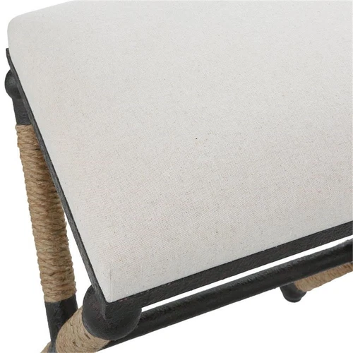 Uttermost Firth 28" Coastal Iron and Fabric Counter Stool in Beige and Natural - Picture 7 of 12