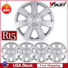 15" Set of 4 Silver Wheel Covers Snap On Full Hub Caps fit R15 Tire & Steel Rim
