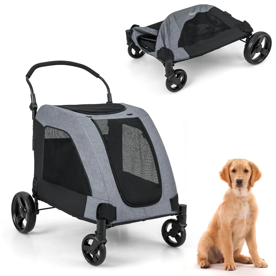 Hundewagen Hundebuggy klappbar Transport Hundetrolley mit verstellbarem Griff